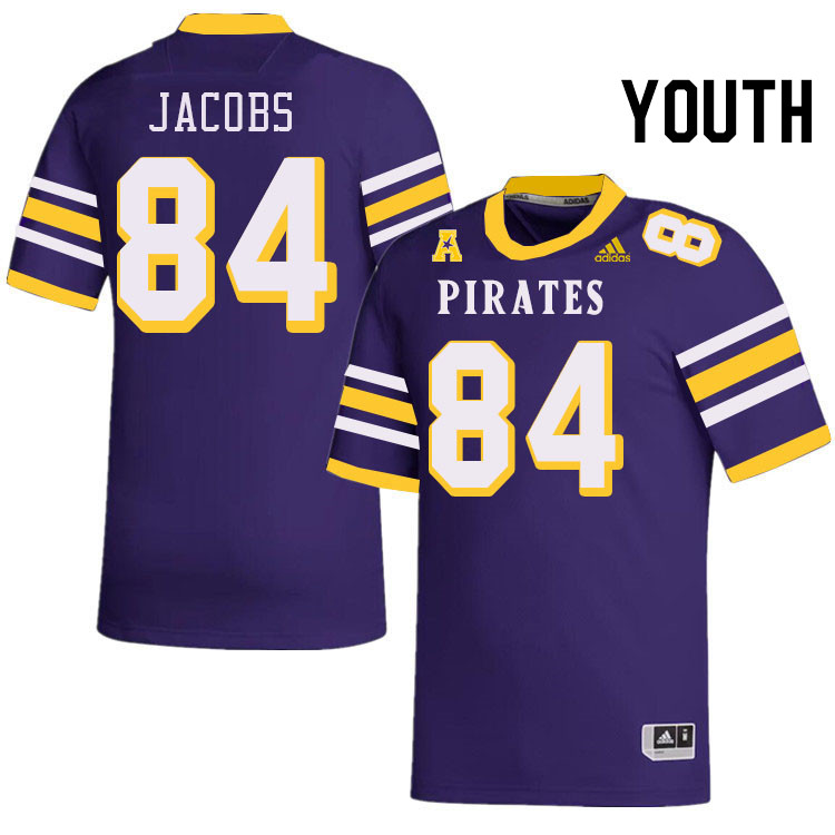 Youth #84 Melvin Jacobs ECU Pirates College Football Jerseys Stitched-Throwback